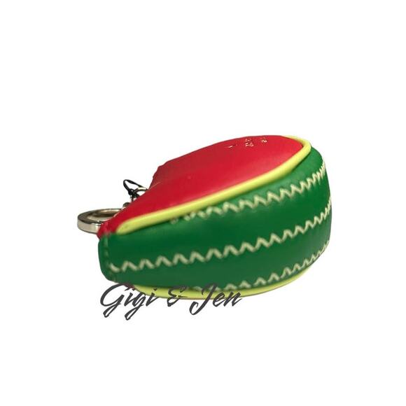 Kate Spade Watermelon Coin Purse Keychain FOB Bag Charm Leather Red - Picture 3 of 7